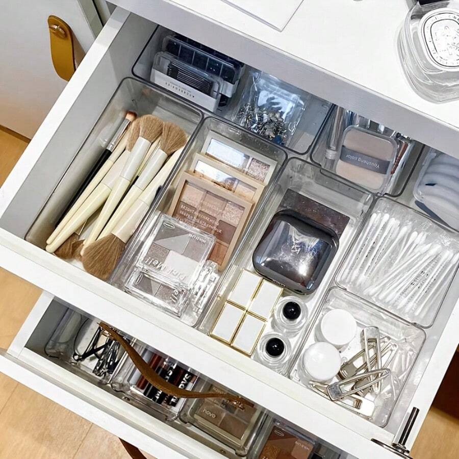 6pcs Plastic Drawer Organizer Set, Non Slip Drawer Storage Tray Large Size Divider, Multi-Functional Storage, Suitable For Domestic Scenes.Drawer/Desktop Cosmetics Storage Box, Transparent Dresser Storage Box, Anti-Drop Multi-Compartment Jewelry And Small Objects Storage, Exquisite Storage Box. - Multicolor - View 1