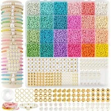 6000 Pcs 24 Colors Flat Round Polymer Clay Beads 6mm Spacer With Pendant Charms Kit And Elastic Strings For Jewelry Making Kit