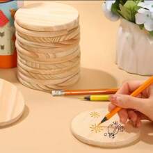 5/10 piezas Posavasos redondos de madera en blanco de 4 pulgadas, manualidades de pintura y tallado en madera para la decoración del hogar