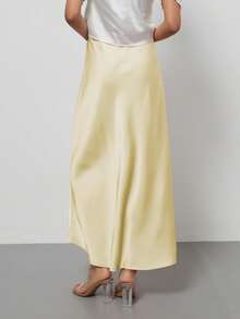 Se-Helo Fashion Women's Elastic Satin Finish Maxi Skirt - Sunlight Yellow - Sunlight Yellow - View 10