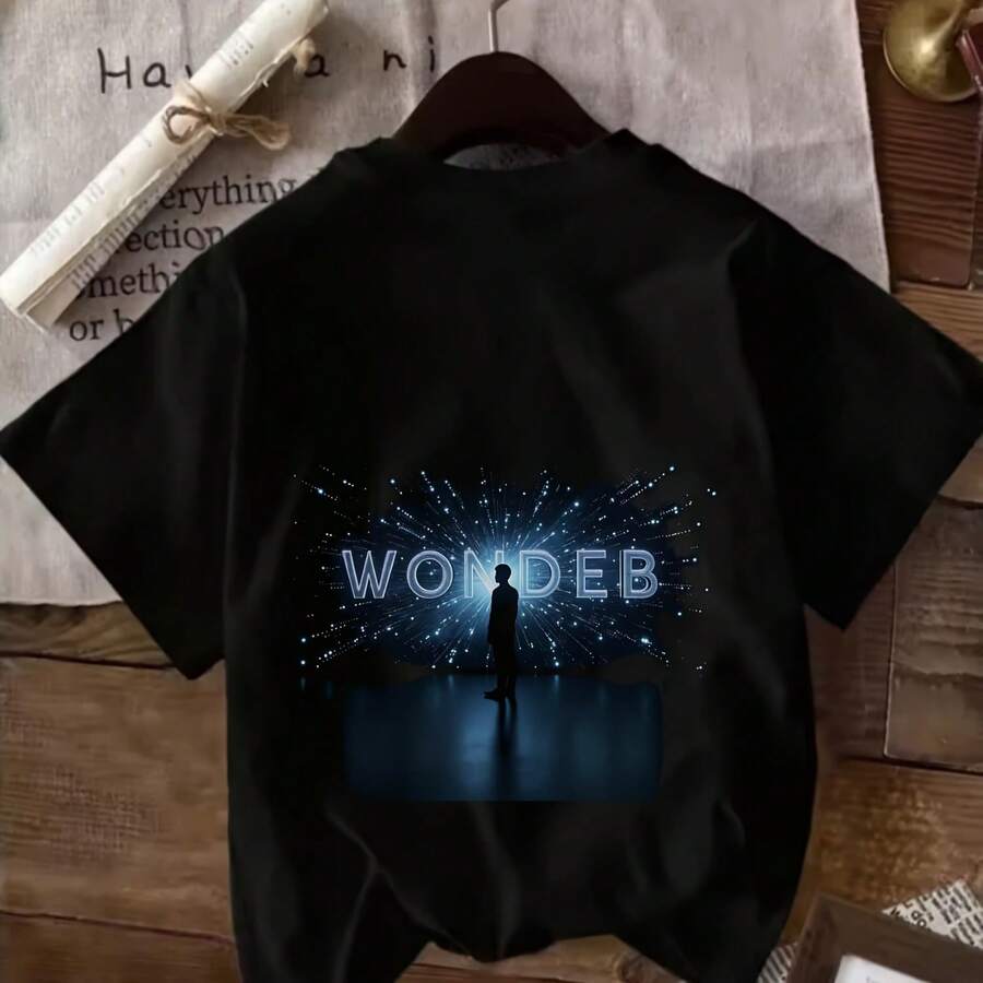 Silhouette Gazing At Wonder Display All Sean 220g Cotton Single Sided Printed Crew Neck Short Sve T Shirt220g Sanded Cotton, Loose Box Cut, Latte Background Printed With Coffee Beans And D Washing Equipt Line Drawings. The Cuff Is Embroidered With A Humorous Slogan" Every Day" And The Front Pocket Is Designed In The Pe Of A Coffee Cup. Invisible Straw Gers And Splash-Proof Collars For Coffee Lovers, Study Rooms And Part-Time Jobs In Cafes. "For Those Who Stay Up Late Studying For Exams, Caffeine And Dreams" - Black - View 1