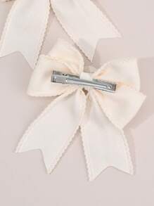 2 piezas Pinzas para el cabello con lazo en beige para niñas, decoradas con encaje, perlas y rhinestone, accesorios para el cabello de moda para uso diario de niñas