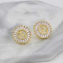 1 paire de boucles d'oreilles à tige lettre initiale A-Z argent/or. Boucles d'oreilles mini simples avec zircone cubique pour un port quotidien pour femmes