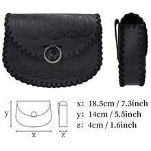 Viking Embossed Belt Bag, Vintage Medieval Faux Leather Side Pack, Middle Ages Portable Belt Pouch For LARP Ren Faire - A - 查看 3