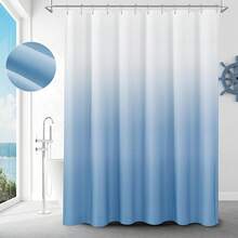 Black And White Shower Curtain, Black Ombre Geometric Men Bath Curtains For Bathroom, Masculine Shower Curtain, Durable And Machine Washable, 72 X 72 Inches, Black White And Gray - 迷霧藍漸變 - 查看 1