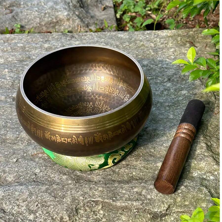 尼泊尔颂钵套装,手工黄铜颂钵,用于冥想,包含垫子、皮槌和收纳盒,适用于瑜伽、冥想、声音疗愈、水疗放松、脉轮调谐和正念练习,母亲节礼物 - 彩色 - 查看 1