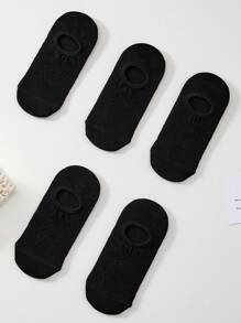 5 pares de calcetines invisibles blancos y negros finos para mujer con diseño de malla calada y antideslizante, calcetines tipo zapatilla ligeros, perfectos para el verano (sin cartón)