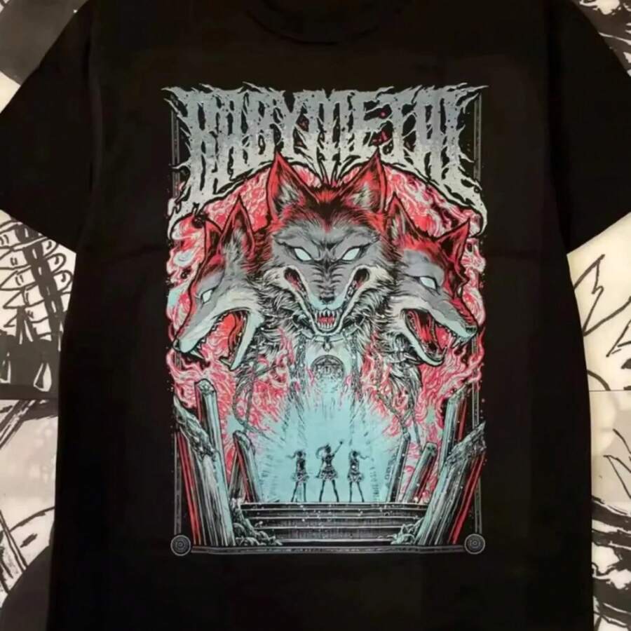 2025 New Baby Metal Japanese Band T-Shirt Male And Female Hip Hop Rock Band Casual Short Sleeve Y2k T-Shirt Top Aesthetic - màu đen - Xem 1