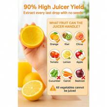 Electric Citrus Juicer Rechargeable Hands-Free Masticating Orange Lemon Squeezer