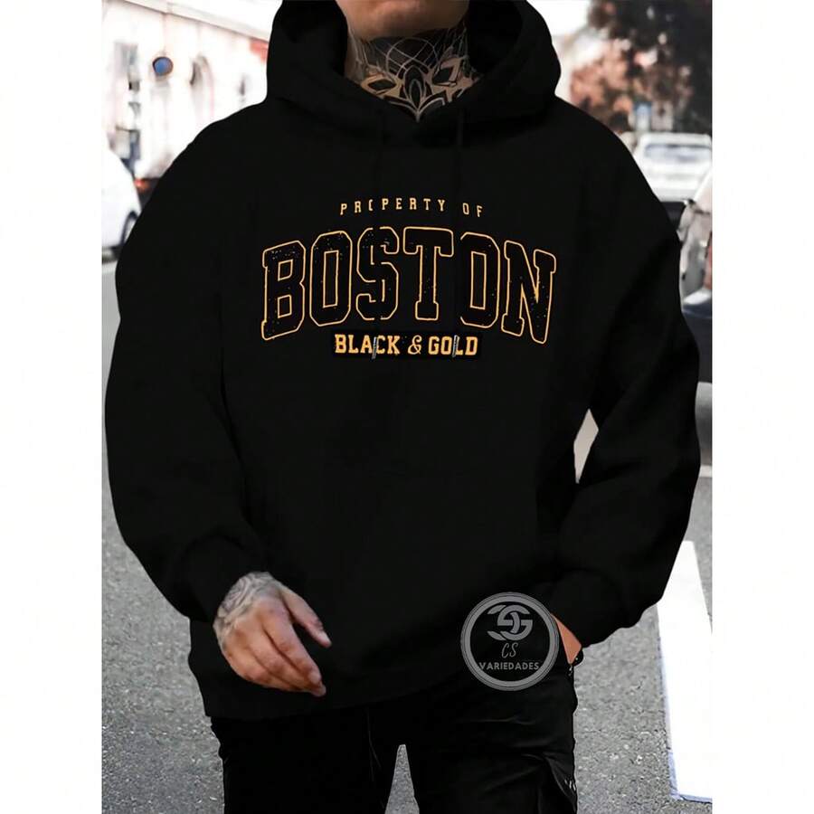 Boston Sweatshirt Cold Weather Jacket Printed Sweatshirt Various Colors Premium Line Immediate Shipping - màu đen - Xem 1