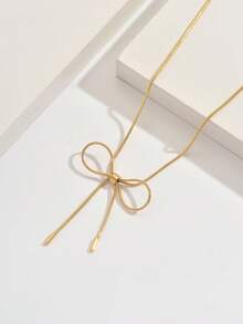 1pc Fashionable Delicate Bowknot Necklace, Refined Chain, Elegant & Minimalist Yet Sweet, Suitable For Various Occasions