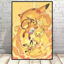 pokemon Set Of 1/3 Pcs Pop Classic Anime Pokemon Wall Arts Posters, Pop Japanese Anime Prints, Modern Kids Bedroom Decoration, Kids Gift, Study, Living Room, Room Decor, Home Decor (Unframed-Style)