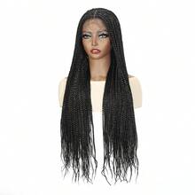 More Beautiful 360° HD Full Lace Knotless Braided Wigs For Women Box Braid Wig With Baby Hair Premium Synthetic Braided Lace Front Wigs Natural Black - 黑色 - 查看 4