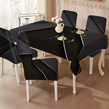 1/4/5/6/7pcs Fashionable Simple European And American Style Printed Chair Covers / Chair Cover Set, Suitable For Indoor Home Restaurant, Hotel Modern Daily Decoration. Tablecloth Suitable For Square Tables, Elastic Chair Covers Can Be Washed