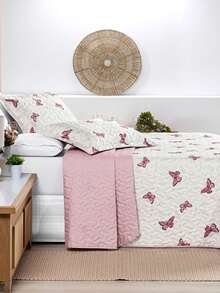 200 Thread Count Double-Sided 3-Piece King/Queen/Double/Single Floral Print Avere Bedspread - Butterflies - View 5