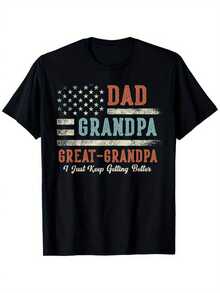 Camiseta de papá, abuelo, bisabuelo, sigo mejorando, transferencia de calor local estadounidense - Negro - Ver 2