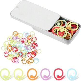 20/50/100pcs Multi-Color Metal Spiral Stitch Markers, Open Metal Stitch Markers Crochet Stitch Markers With Storage Box, For Crochet Garment Marking, DIY Craft Projects, Sewing Thread Needle Knitting Stitch Tracking Markers