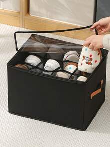 1pc Large Fabric Shoe Box With Lid, Waterproof Dustproof Foldable Multipurpose Design, Suitable For Home, School, Dorm Closet, Dust-Proof Moisture-Proof, Washable, Versatile Use - Multicolor - View 9