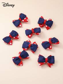 Disney 6 piezas de pinzas para el cabello con lazo a lunares rojos de Disney para niños, accesorios de pelo lindos de princesa, pinzas para flequillo de niña pequeña para uso diario