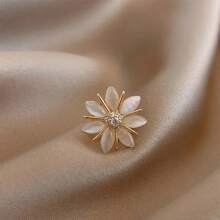 3 pièces Boutons mode femme avec nœud papillon floral, boutons col fleur pierre d'œil de chat, convient pour chemises pour éviter les écarts, boucles cachées assurent un ajustement sécurisé sans besoin de couture.