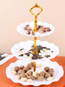 3-Tier Cupcake Stand - White Embossed Elegant Dessert Cake Display Stand - For Tea Sets, Candy, Cookies, Pastries, Weddings, Parties, Gifts, Christmas And Birthday Cakes - White - View 12