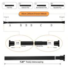 1 Stück einstellbare Metall-Teleskopstange (Grau) - Keine Bohrung Federspannung Gardinenstange 31"-98", Schwerlast Dusch- & Fenstervorhangstange für Badezimmer, Wohnmobil, Kleiderschrank, Wohnzimmer, Schlafzimmer - Einfache Installation Heim-Badezimmer-Dekoration Herbst-Dekoration Badezimmer-Accessoires Schulanfang