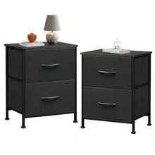 Nightstand Set Of 2 With Fabric Drawers For Small Spaces, Bedroom Dresser - 1 - View 1