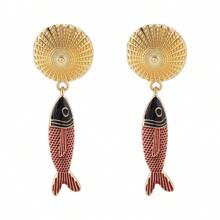1 Pair Bohemian Ocean Style Women Pendant Earrings, Colored Drip-Oil Fish Pendant, Suitable For Women Everyday Wear, Beach Party Music Festival, Gift For Her