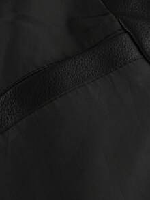 LEDUNTINO Men's Fashion Zipper Casual Outdoor Motorcycle Leather Jacket, Sports Style, Solid Color, Bomber Jacket, Men's Spring/Autumn Stand Collar, Motorcycle Windbreaker Leather Jacket, Versatile, Suitable For Outdoor And Commuting, Ideal Gift For Boyfriend Or Husband, Thermal Lined, Winter Style - Black - View 7