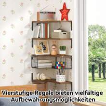 Wandregal, Eckregale, mit 4 Ebenen, L-förmiges Eckregal, Schweberegal, Bücherregal, Hängeregal, Holzregal, für Badezimmer, Küche, Schlafzimmer, Heimdekoration, Waschküche, Wohnzimmer, Dunkelbraun