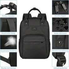 MATEIN Nursing Backpack, Waterproof Nurse Bag With Removable Organizer For Women, 15.6 Inch Laptop & Medical Work Backpack For Clinical, Hospital, College, Teachers & Students, Lightweight Nursing Work Bag For Daily Commute, Business Trips, Holiday Travel & Christmas Gifts – Black - Black - View 5