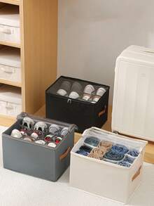 1pc Large Fabric Shoe Box With Lid, Waterproof Dustproof Foldable Multipurpose Design, Suitable For Home, School, Dorm Closet, Dust-Proof Moisture-Proof, Washable, Versatile Use - Multicolor - View 3