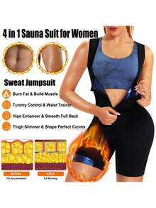 Women's Sauna Clothing, Weight Loss Sauna Shirt, Sweat Vest Girdle, Girdle Belly Reduction Exercise, 3 In 1 Body Shaping Full Body Contouring Exercise Top
