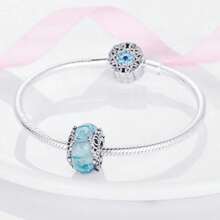 PARCOM 1pc Silver Plated Beaded DIY Magical Floral Glass Bead Jewelry Set, Suitable For Bracelet And Necklace Accessories, Perfect Jewelry Bracelet Ornament And Gift For Birthday, Festival