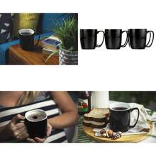 Amuse Professional Porcelain Bistro Daily Mugs Set Of 6 14 Oz Classic Black - classicblack - View 1
