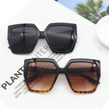 1 件超大方形时尚眼镜，复古豹纹，适合男女，度假和旅行 - 彩色 - 查看 2