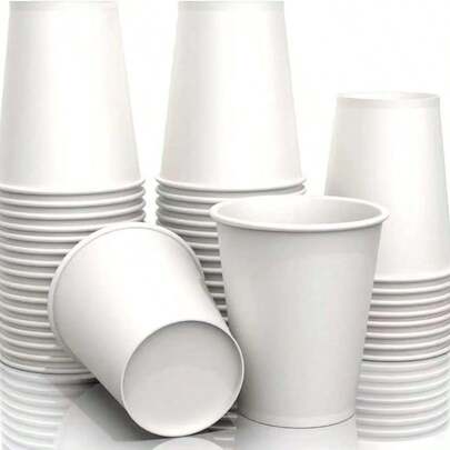 24/12pcs 9oz Paper Coffee Cups, Water Cups, Beverage Cups, Milk Cups, Juice Cups, Suitable For Hot/Cold Drinks, White Paper Disposable Cups For Office, Party, Picnic, Travel & Events