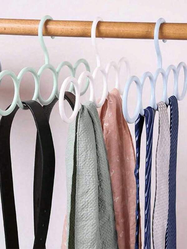 5pcs 5-Hole Scarf Rack - Multi-Purpose Plastic Hanger For Ties, Belts & Scarves | Space-Saving Wardrobe Organizer For Bedroom, Bathroom & Closet | Home Storage Solution With Modern Decor Style