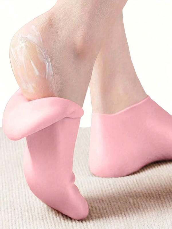 1 paar zeer elastische, absorberende druksokken, herbruikbare aloë vera-sokken, SPA-sokken voor 's nachts, antislip gel-hakken, droge huid bij mannen en vrouwen, droge voeten, ruwe huid, voetverzorging voor thuis, te gebruiken met uw favoriete lotion en crème