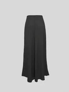 Elegant Vacation Casual Solid Color Skirt - Black - View 5