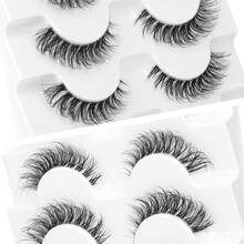 Demi-Wispies Faux Mink Eyelashes With Clear Band Russian Strip Lashes Fluffy Natural Look Wispy Light 13MM Short False Eyelashes Invisible Small 3D Fake Lashs Pack 7 Pairs - Mắt mèo tự nhiên - Xem 11