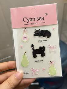 可爱的青苹果果冻树脂贴纸，DIY笔筒，电脑，手机装饰，夏季海洋元素，计划簿剪贴簿贴纸