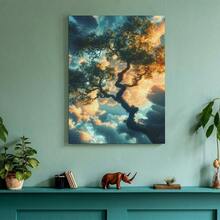 2d Flat,1pc Canvas Art Print,Mysterious Luminous Tree Canvas Art, Surreal Landscape Painting,Wood Framed Painting (1) Thickness 2. 5 Cm/ 1 Inch-Home Decoration For All Occasions,Ideal New Year, Valentine's Day,Thanksgiving,Easter,Christmas Gift,Room Decoration Aesthetic,Wall Decoration Art,Perfect Gift,Autumn And Winter Wall Decoration,Living Room Decoration, Bedroom Decoration, Kitchen Decoration, Entry Decoration, Bathroom Decoration, Direct Wall Painting, High Quality Wall Painting Poster,Modern Home Decoration Stretched And Framed Ready To Hang - Black - View 3