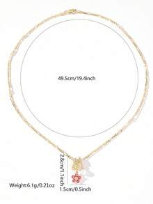 1 Bộ 2 dây chuyền mặt ngọc trai hình ngôi sao và hoa 5 chiếc, dây chuyền choker tinh tế và cá nhân hóa, phù hợp cho phụ nữ, phù hợp cho mùa hè, bãi biển, lễ Phục sinh, làm quà tặng hoặc tự đeo - Vàng - Xem 5