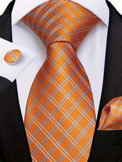 Men Tie Sets Classic Fashion Necktie Set With Cufflink For Business Party