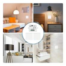 Panel de interruptor de luz inalámbrico inteligente RF433 86 10A, adecuado para el hogar, la granja, la fábrica, la oficina, el laboratorio, el supermercado y muchos otros entornos, opera de forma remota la transmisión de señal de cualquier dispositivo conectado al receptor - Blanco - Ver 7