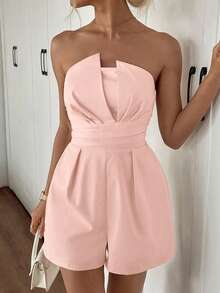 Women's Elegant Solid Color Jumpsuit, Suitable For Daily Shopping, Afternoon Tea, Light Parties And Other Occasions - Pink - View 6