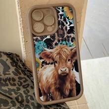 Cute Cow Pattern Phone Case, TPU Decorative Phone Protector Cover, Phone Accessories Compatible With IPhone - 棕色 - 查看 7