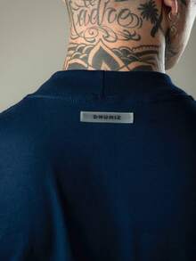 DMUNIZ Oversized Streetwear Turtleneck Printed Chest T-Shirts Kit 2 - Xanh navy/Xanh rêu - Xem 5