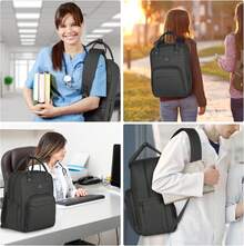 MATEIN Nursing Backpack, Waterproof Nurse Bag With Removable Organizer For Women, 15.6 Inch Laptop & Medical Work Backpack For Clinical, Hospital, College, Teachers & Students, Lightweight Nursing Work Bag For Daily Commute, Business Trips, Holiday Travel & Christmas Gifts – Black - Black - View 8